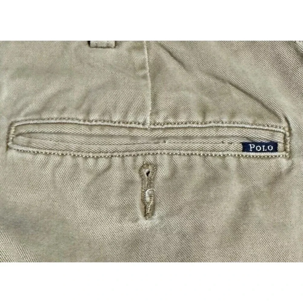 Polo Ralph Lauren Chinos Mens 36x32 Khaki Classic Fit Pleated Pants Preppy Dad